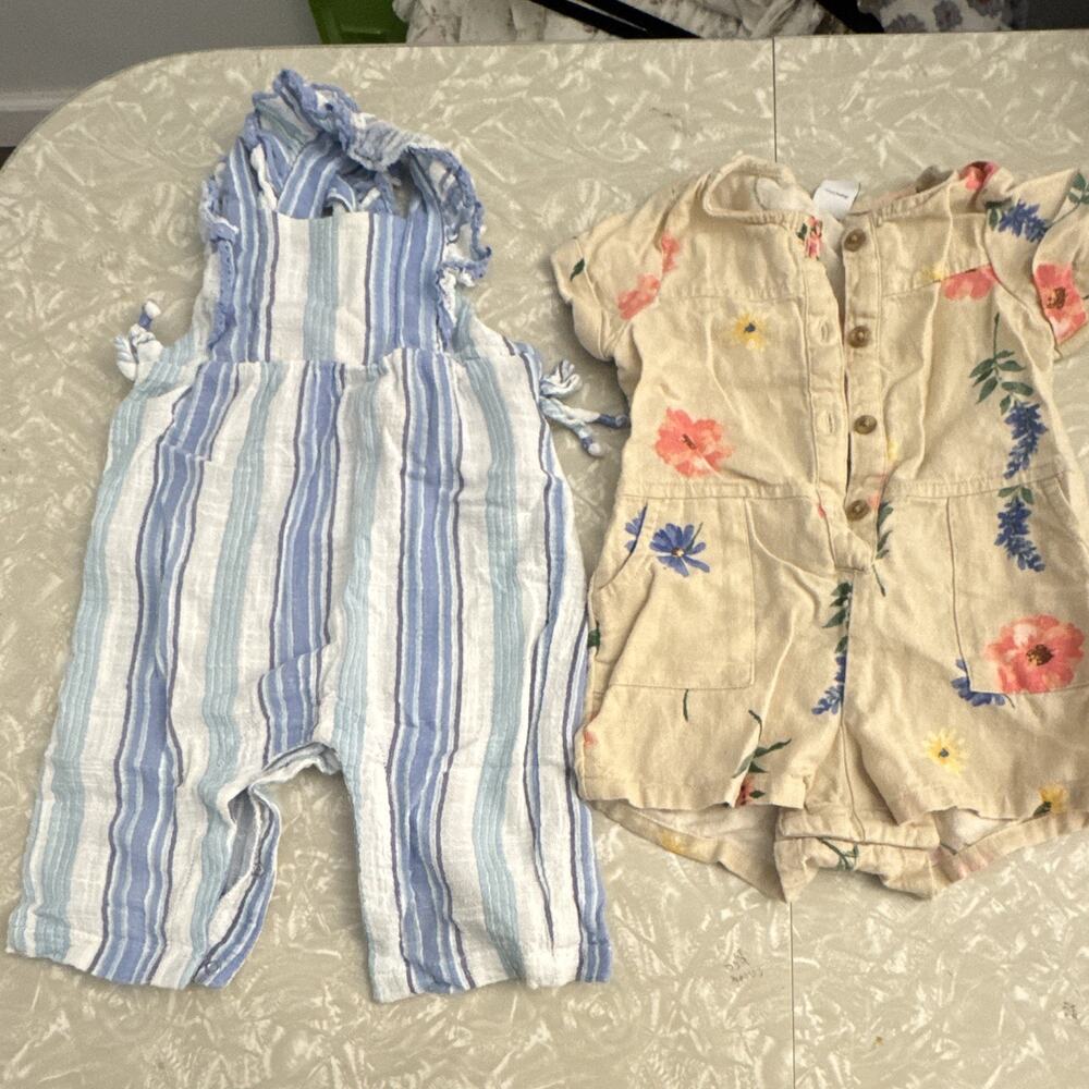Old Navy Jessica Simpson Romper One-Piece Lot 2 3-6M Striped Floral Button